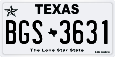 TX license plate BGS3631