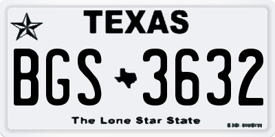 TX license plate BGS3632
