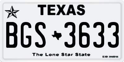 TX license plate BGS3633