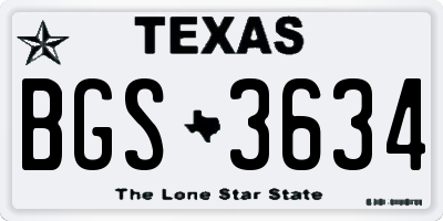TX license plate BGS3634