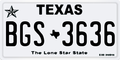TX license plate BGS3636