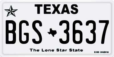TX license plate BGS3637