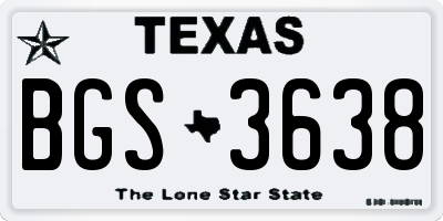 TX license plate BGS3638