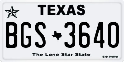 TX license plate BGS3640