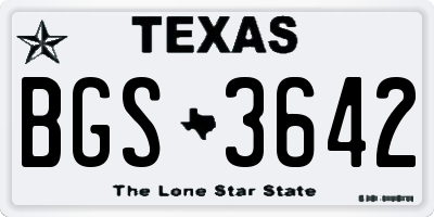 TX license plate BGS3642