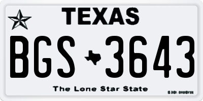 TX license plate BGS3643