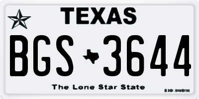 TX license plate BGS3644