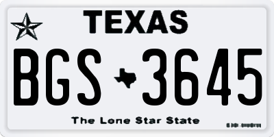 TX license plate BGS3645