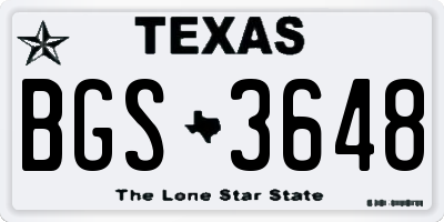 TX license plate BGS3648