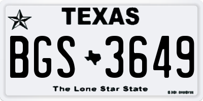 TX license plate BGS3649