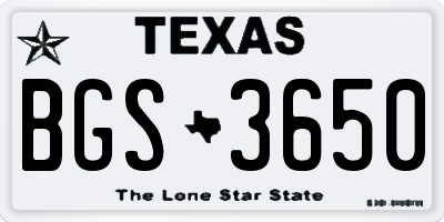 TX license plate BGS3650