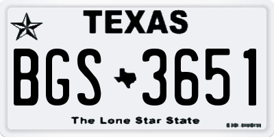 TX license plate BGS3651