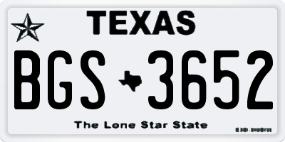 TX license plate BGS3652