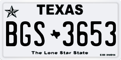 TX license plate BGS3653