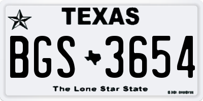 TX license plate BGS3654