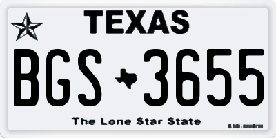 TX license plate BGS3655