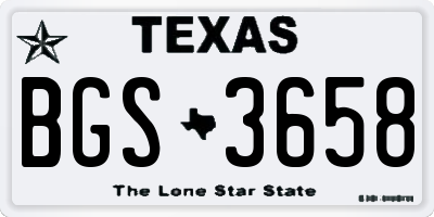 TX license plate BGS3658