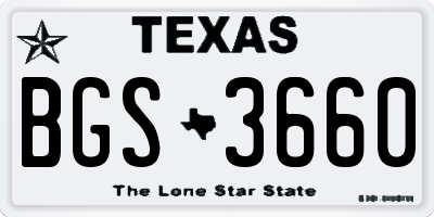 TX license plate BGS3660