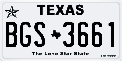 TX license plate BGS3661