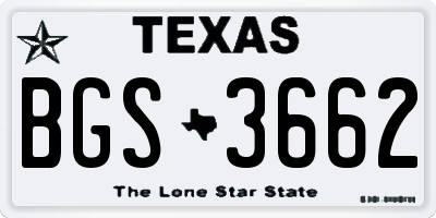 TX license plate BGS3662