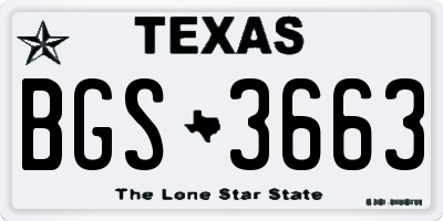 TX license plate BGS3663