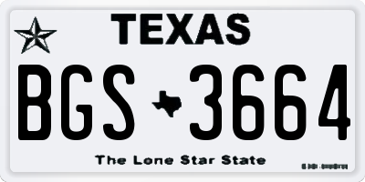 TX license plate BGS3664