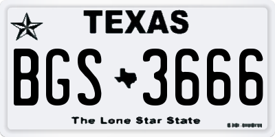 TX license plate BGS3666