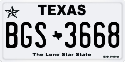 TX license plate BGS3668