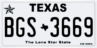 TX license plate BGS3669