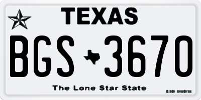 TX license plate BGS3670