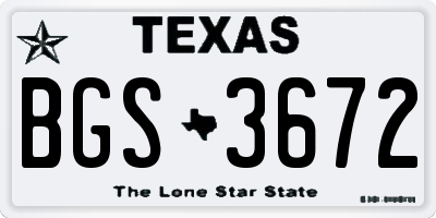 TX license plate BGS3672