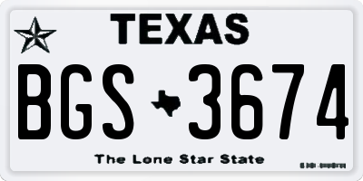 TX license plate BGS3674