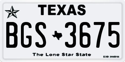 TX license plate BGS3675