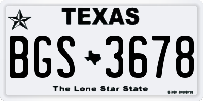 TX license plate BGS3678
