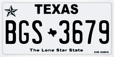 TX license plate BGS3679