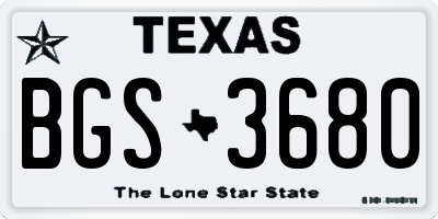 TX license plate BGS3680