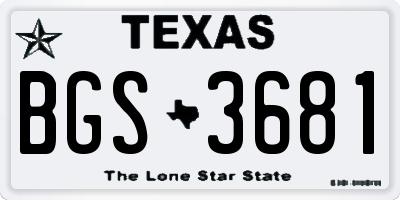 TX license plate BGS3681