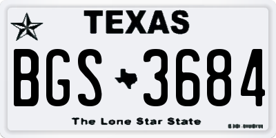 TX license plate BGS3684