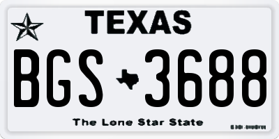 TX license plate BGS3688