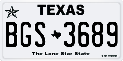 TX license plate BGS3689