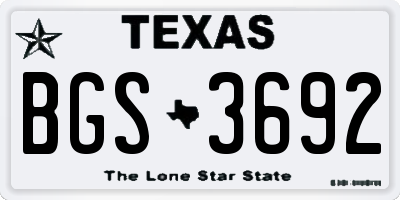 TX license plate BGS3692