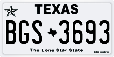 TX license plate BGS3693