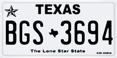 TX license plate BGS3694