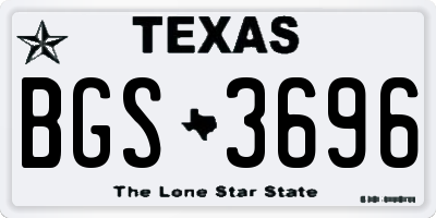 TX license plate BGS3696