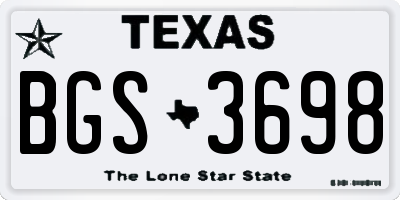 TX license plate BGS3698