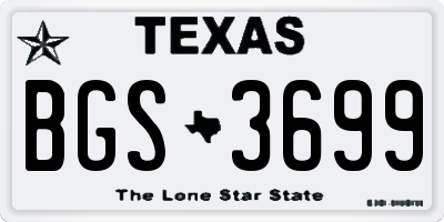TX license plate BGS3699