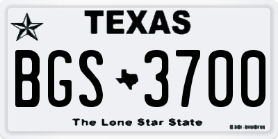 TX license plate BGS3700