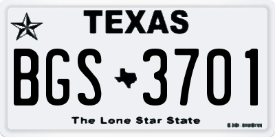TX license plate BGS3701