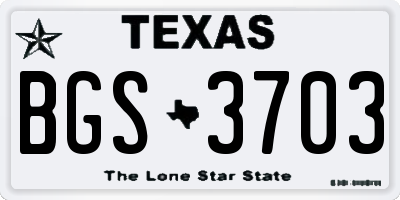 TX license plate BGS3703