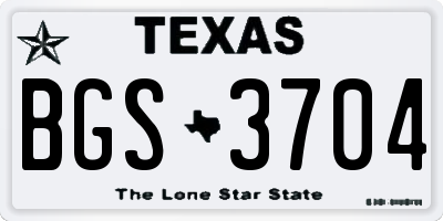 TX license plate BGS3704